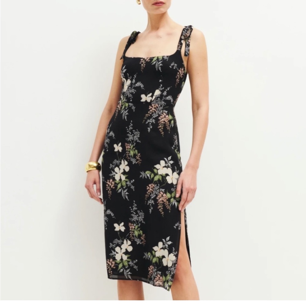 Reformation Floral Black Dress (0)
